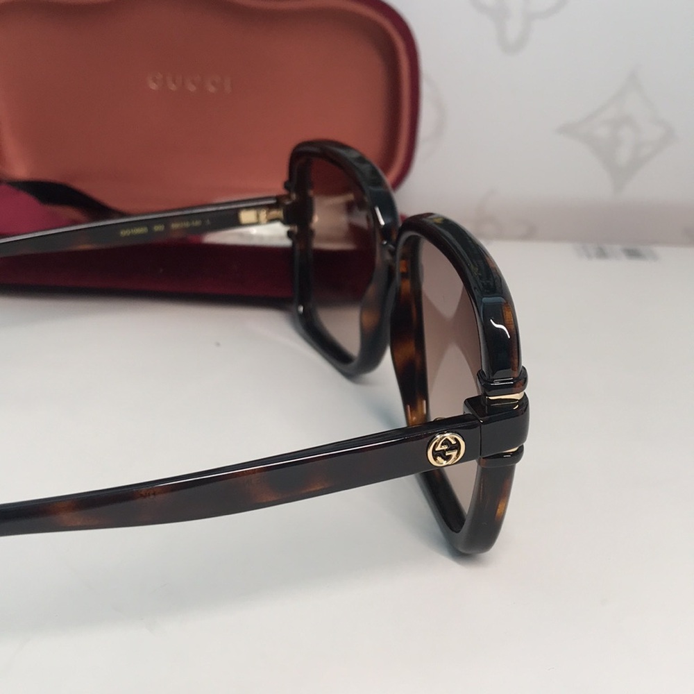 New Authentic Gucci Tortoise Square Sunglasses GG1066S 002 - Picture 10 of 14
